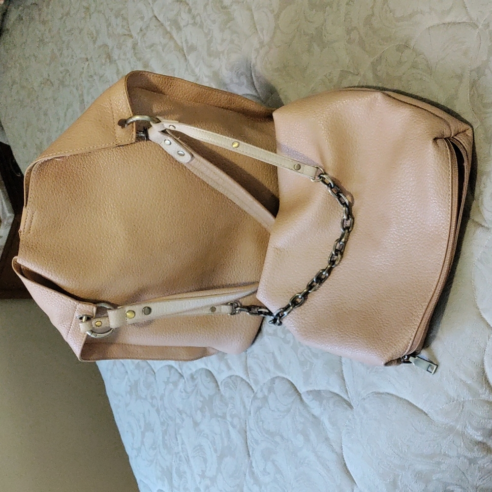 Genuine beige soft leather purse